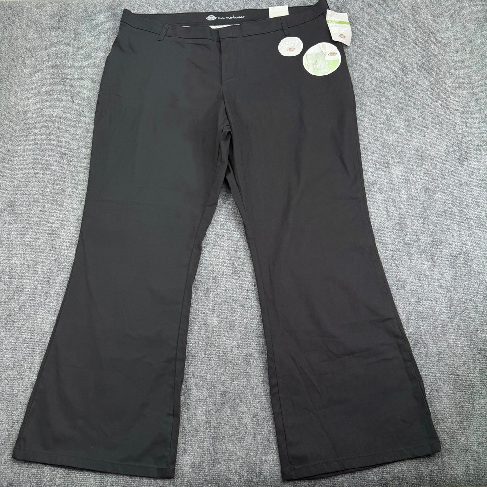 Dickies Womens Pants 22R (44x31) Black Boot Cut Midrise‎ Slim Fit Twill Stretch
